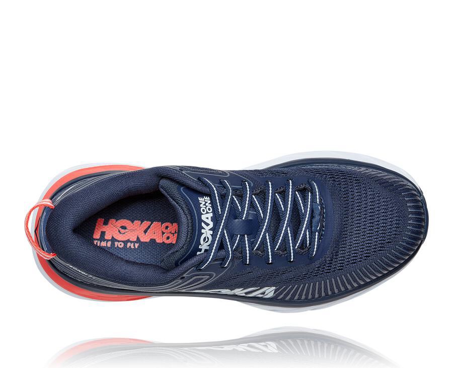 Hoka One One Running Shoes Womens Navy/White - Bondi 7 - 98204LKNA